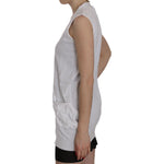 PINK MEMORIES White 100% Cotton Sleeveless Cardigan Top Vest TSH3470-40