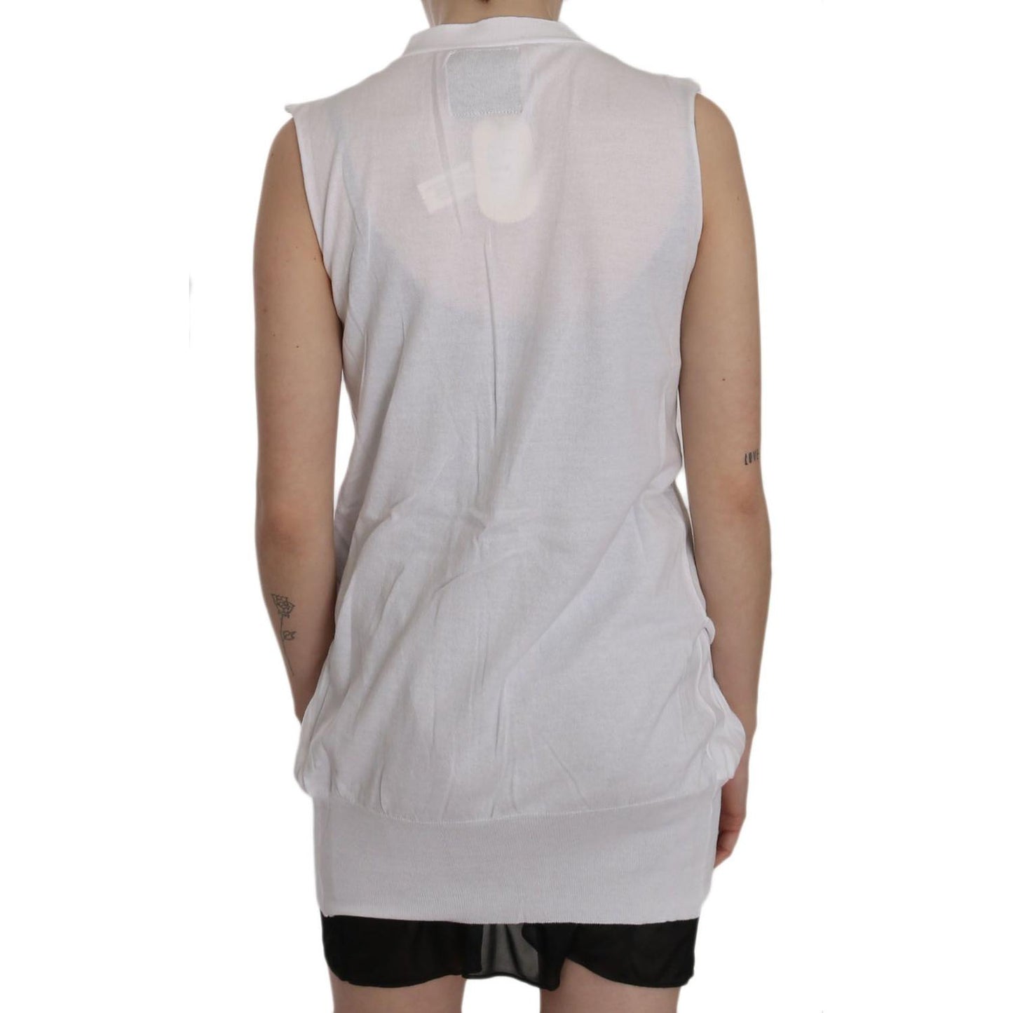 PINK MEMORIES White 100% Cotton Sleeveless Cardigan Top Vest TSH3470-40