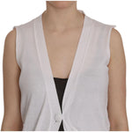 PINK MEMORIES White 100% Cotton Sleeveless Cardigan Top Vest TSH3470-40