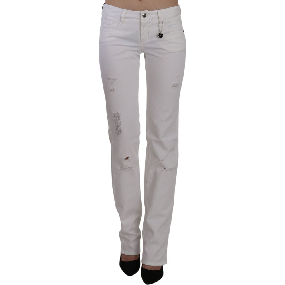 Costume National White Cotton Slim Fit Straight Jeans Pants SIG30112-25