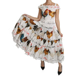 Dolce & Gabbana White Rooster Sheath Midi Cotton Dress DR2140-38