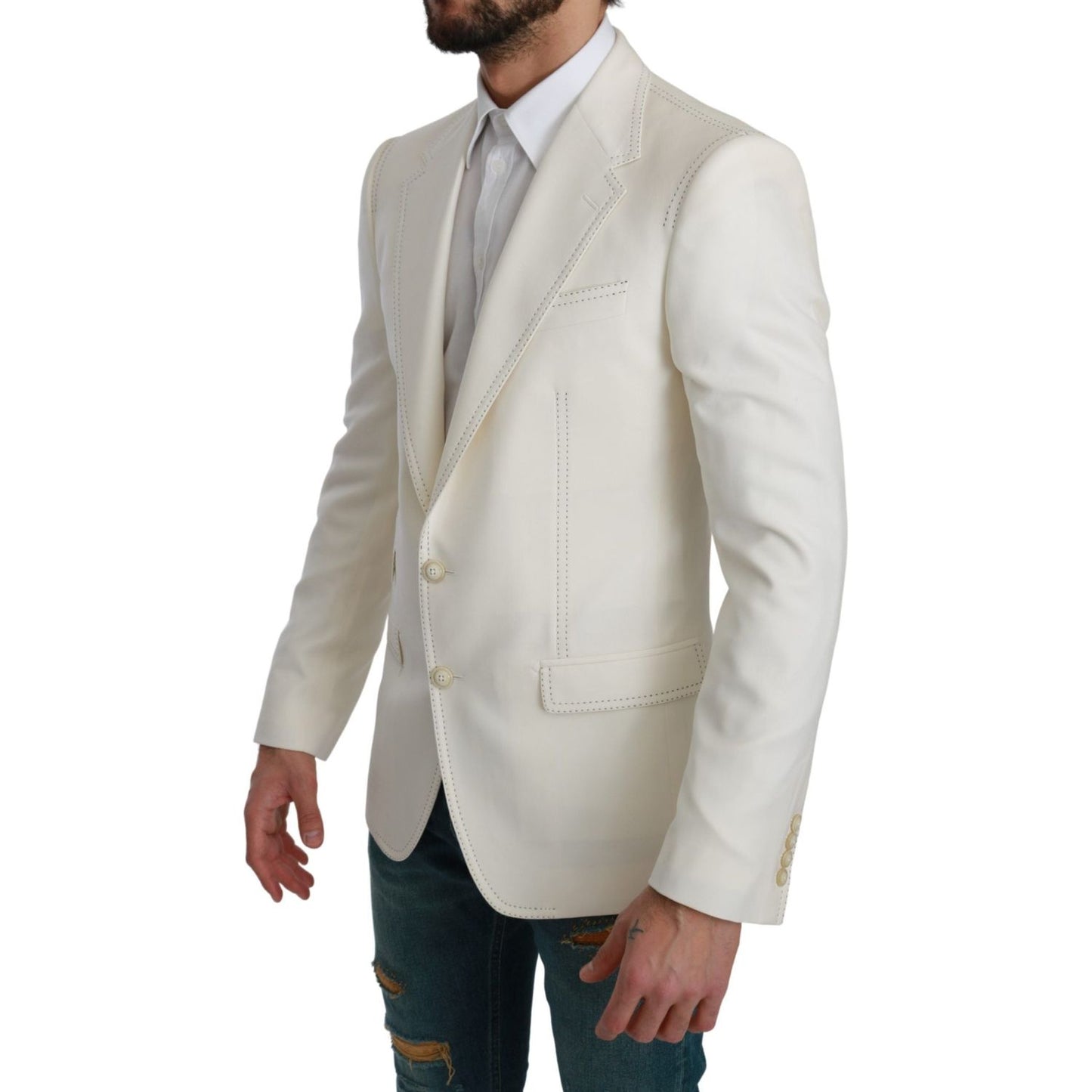 Dolce & Gabbana SICILIA Cream Single Breasted Formal Blazer KOS1708-46
