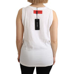 Dolce & Gabbana White Orange Crystal Sleeveless Tank Cotton Top TSH5139-40