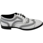 Dolce & Gabbana White Leather Derby Formal Black Lace Shoes MV3046-44