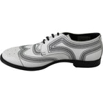 Dolce & Gabbana White Leather Derby Formal Black Lace Shoes MV3046-44