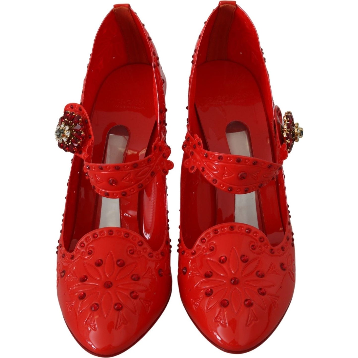Dolce & Gabbana Red Floral Crystal CINDERELLA Heels Shoes LA7289-40