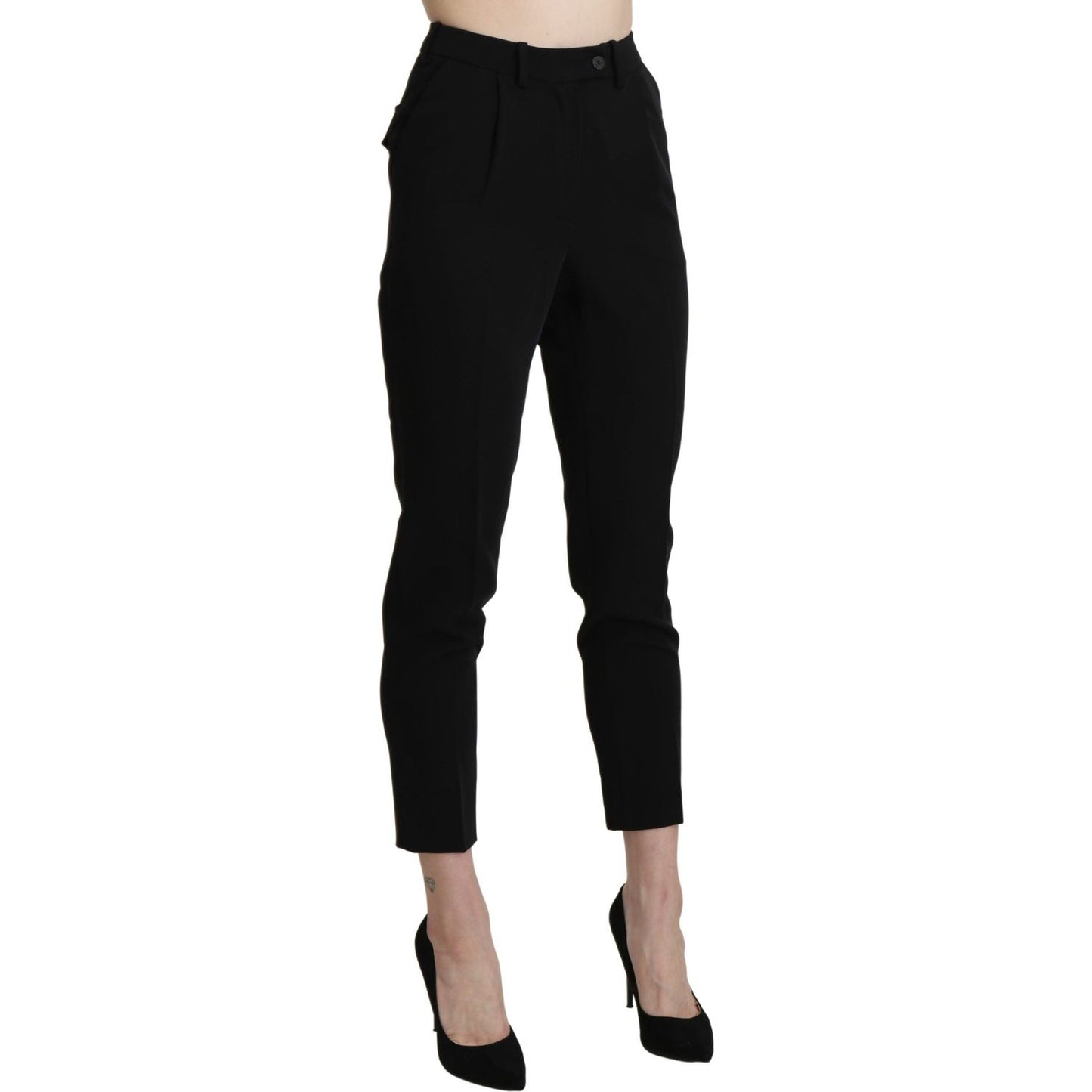 BENCIVENGA Black High Waist Skinny Cropped Dress Trouser Pant BENCIVENGA
