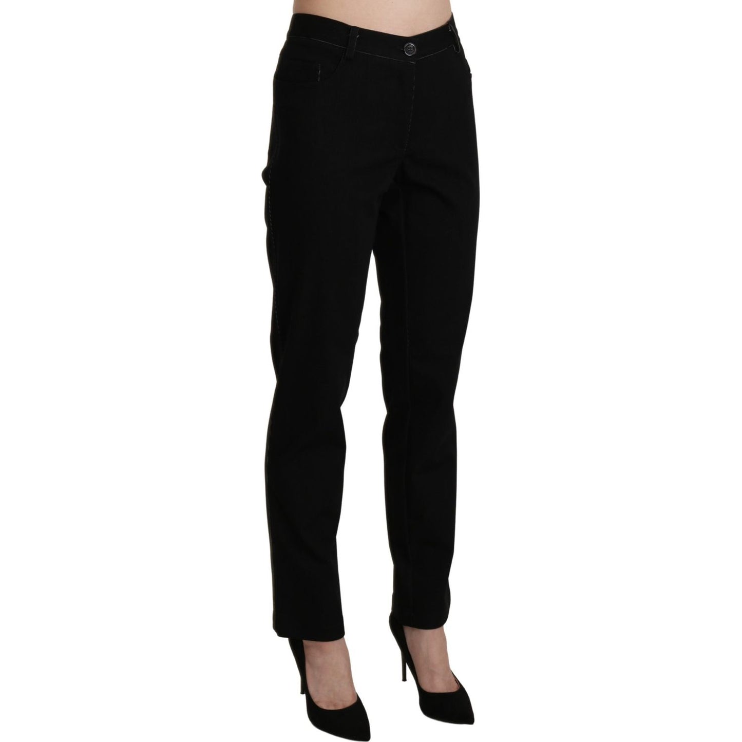 BENCIVENGA Black High Waist Straight Casual Trouser Pant BENCIVENGA