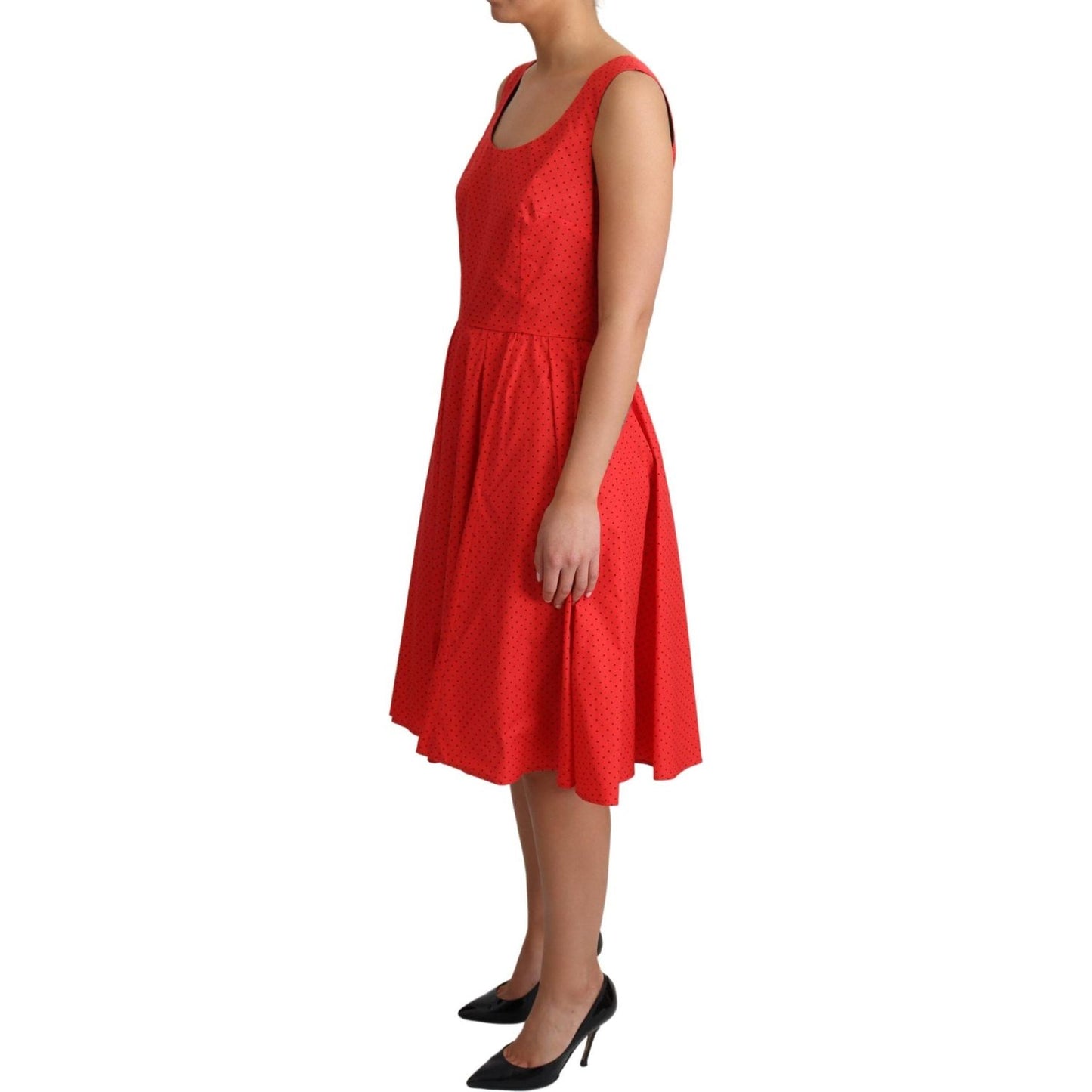 Dolce & Gabbana Red Polka Dotted Cotton A-Line Dress DR2759-42