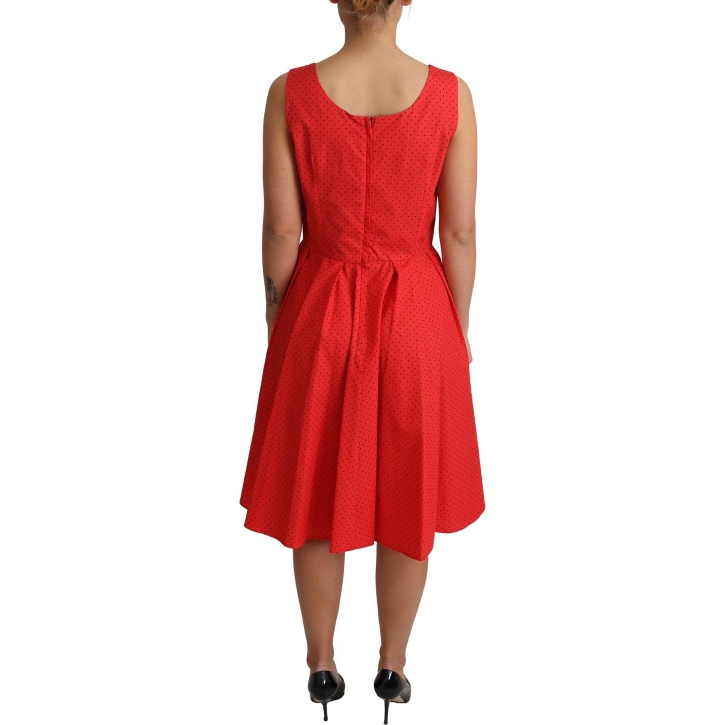 Dolce & Gabbana Red Polka Dotted Cotton A-Line Dress DR2759-42