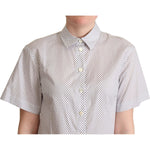 Dolce & Gabbana White Gray Polka Dots Collared Button Shirt TSH5969 -40