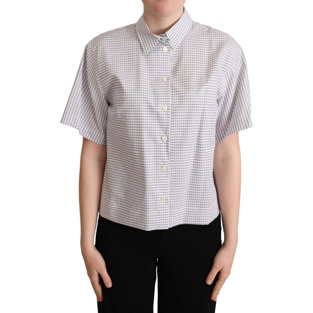 Dolce & Gabbana White Polka Dots Collared Blouse Shirt TSH5971 -42