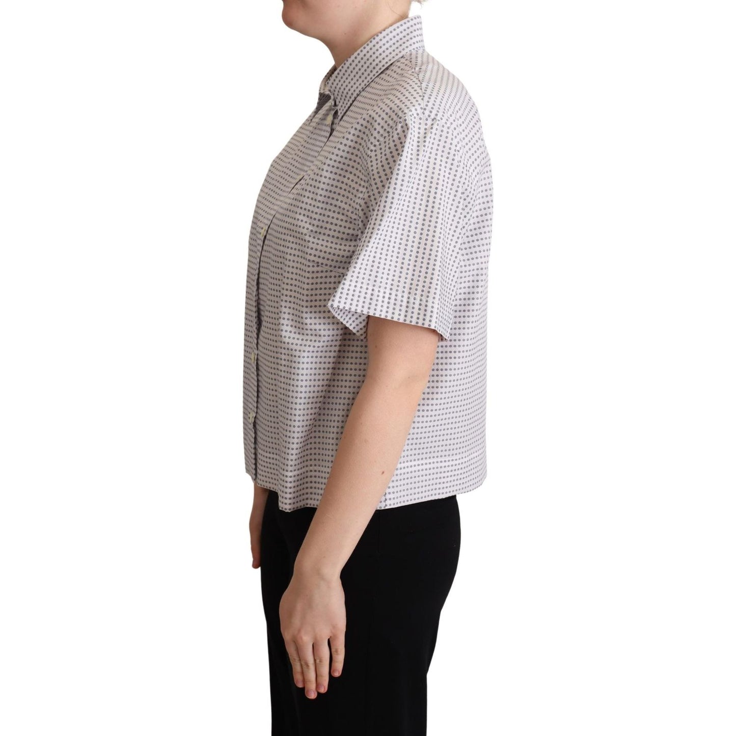 Dolce & Gabbana White Polka Dots Collared Blouse Shirt TSH5971 -42