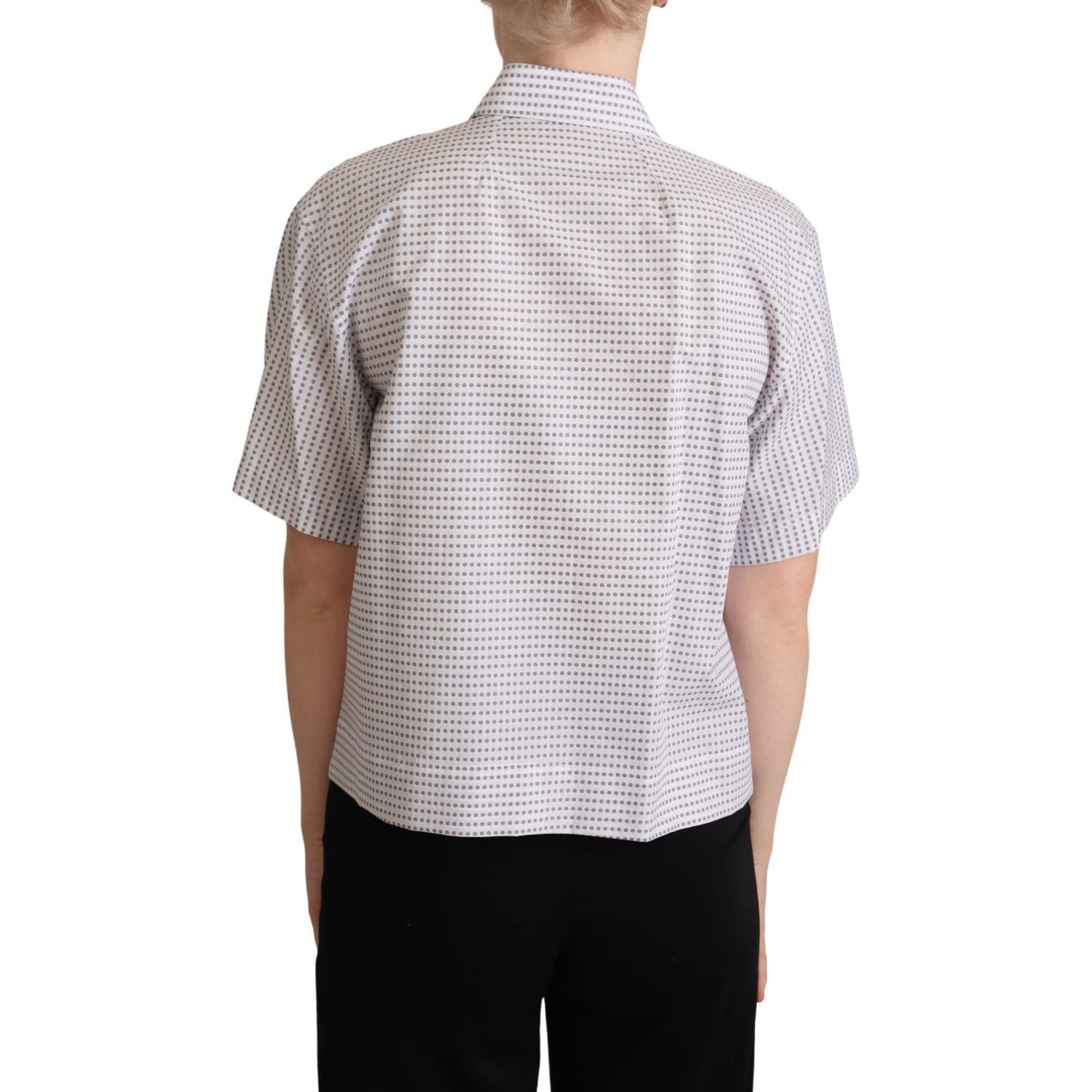 Dolce & Gabbana White Polka Dots Collared Blouse Shirt TSH5971 -42