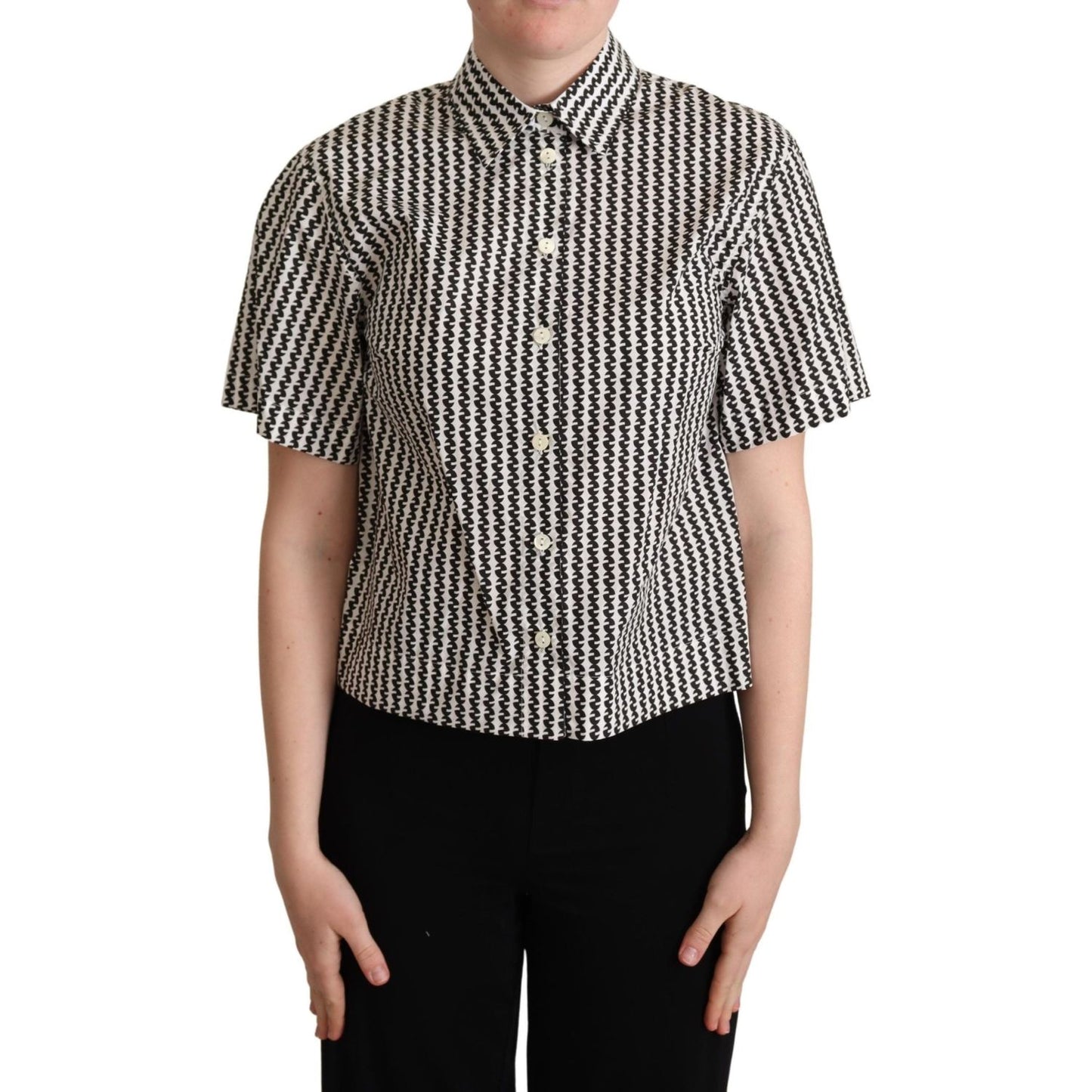 Dolce & Gabbana White Black Fantasy Pattern Shirt TSH5972 -40