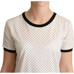 Dolce & Gabbana White Dotted Crewneck Cotton T-shirt TSH6340-46