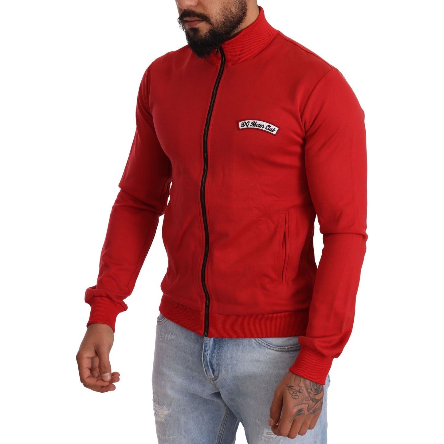 Dolce & Gabbana Red DG Motor Club Zipper Stretch Sweater TSH6247-44