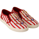 Dolce & Gabbana Red White Anchor Studded Loafers Shoes LA5685 -36