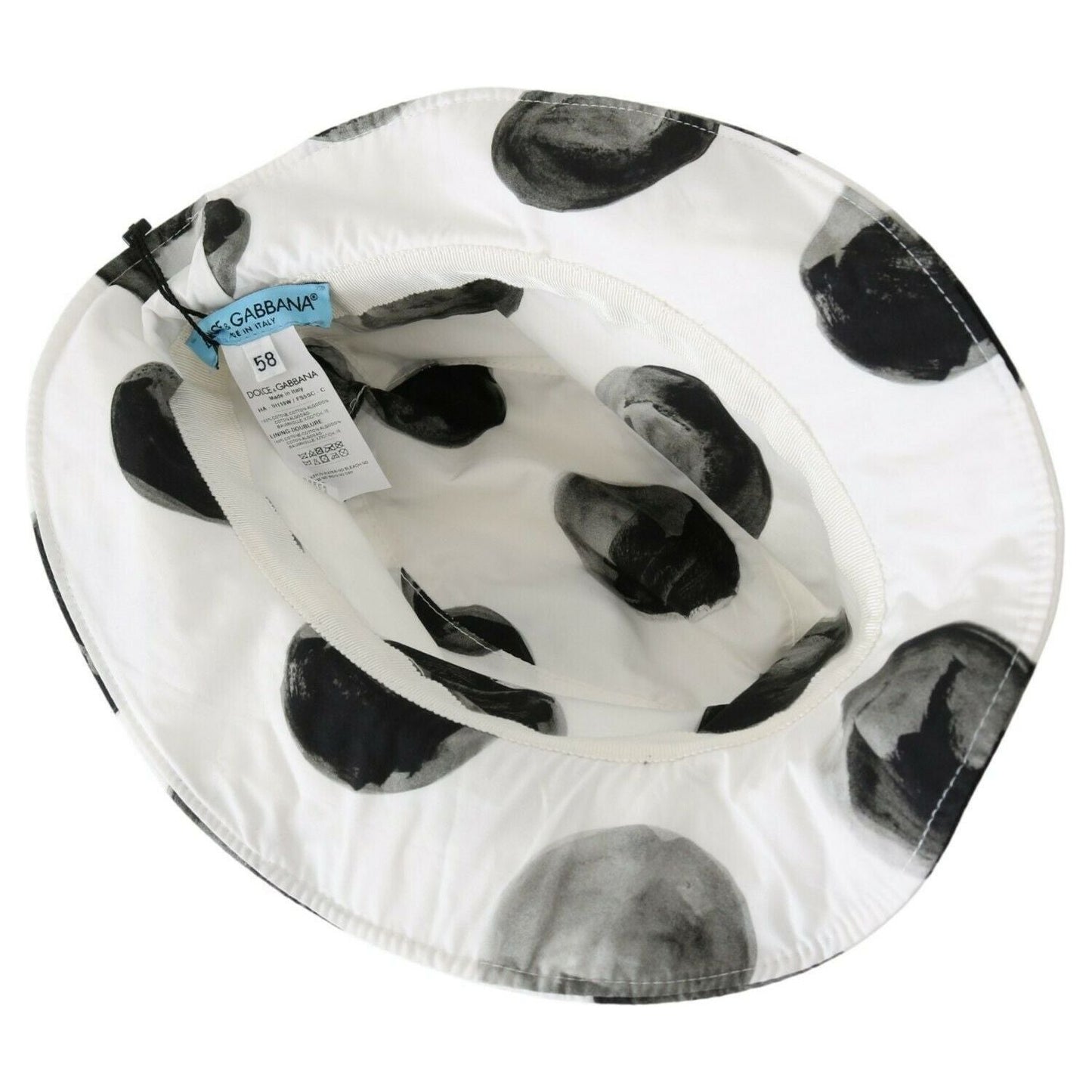 Dolce & Gabbana White Cotton Big Polka Dot Pattern Bucket Hat HAT20070- 58