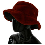 Dolce & Gabbana Red Bordeaux Fur Wide Brim Bucket Hat HAT20076- 58