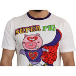 Dolce & Gabbana White Cotton Top Super Power Pig T-shirt TSH1990- 44
