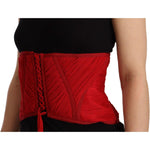 Dolce & Gabbana Red Corset Belt Stretch Waist Strap Silk Top TSH6822 - 36