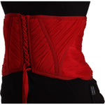 Dolce & Gabbana Red Corset Belt Stretch Waist Strap Silk Top TSH6822 - 36