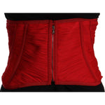 Dolce & Gabbana Red Corset Belt Stretch Waist Strap Silk Top TSH6822 - 36