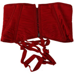 Dolce & Gabbana Red Corset Belt Stretch Waist Strap Silk Top TSH6822 - 36