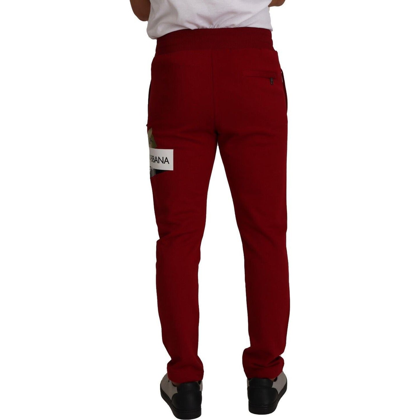 Dolce & Gabbana Red Cotton Logo Patch Sweatpants Jogging Pants PAN72321 - 44