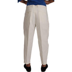 Dolce & Gabbana White Cotton Tapered Men Trouser Dress Pants PAN72942#- 50