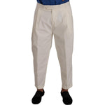 Dolce & Gabbana White Cotton Tapered Men Trouser Dress Pants PAN72942#- 50