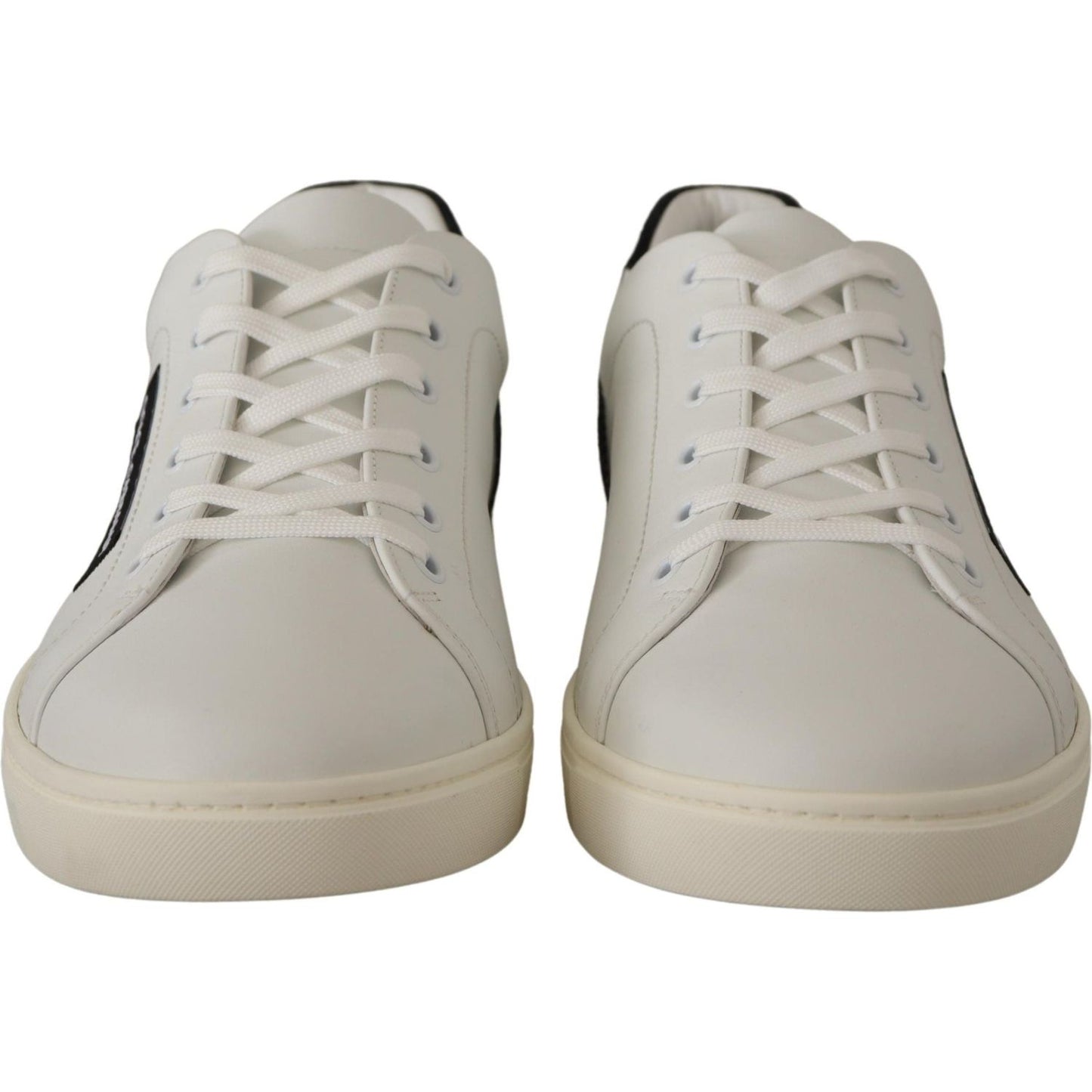 Dolce & Gabbana White Black Leather Low Shoes Sneakers MV4532- 39.5