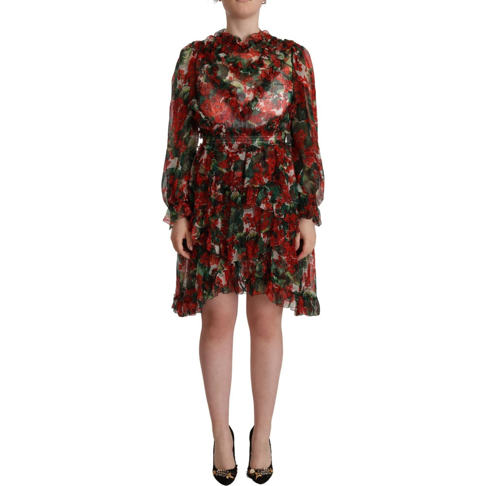 Dolce & Gabbana Multicolor Red Floral Silk Long Maxi Dress DR28614- 40