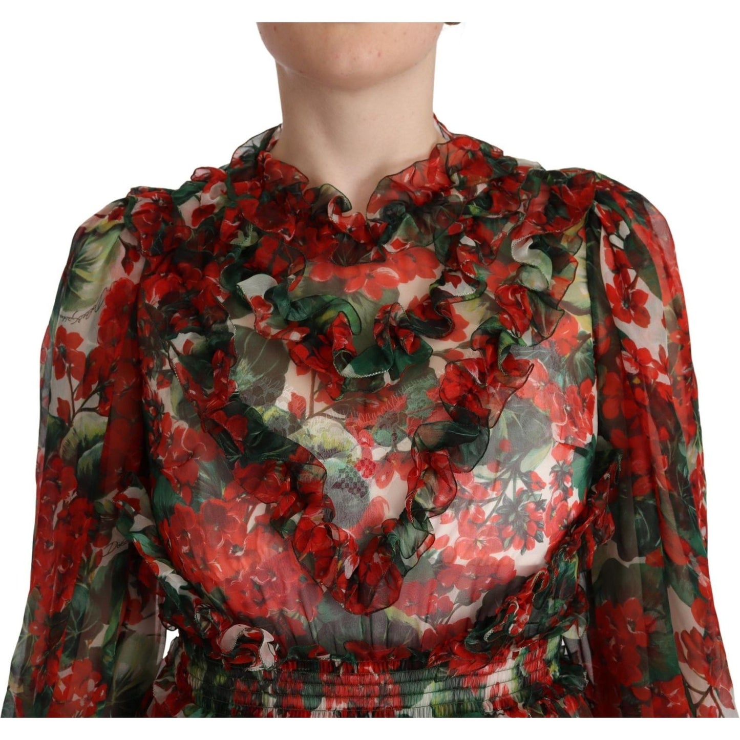 Dolce & Gabbana Multicolor Red Floral Silk Long Maxi Dress DR28614- 40