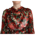 Dolce & Gabbana Multicolor Red Floral Silk Long Maxi Dress DR28614- 40