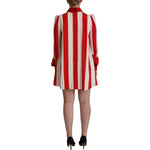 Dolce & Gabbana White Red Stretch Mini Shirt Gown Dress DR28675- 40