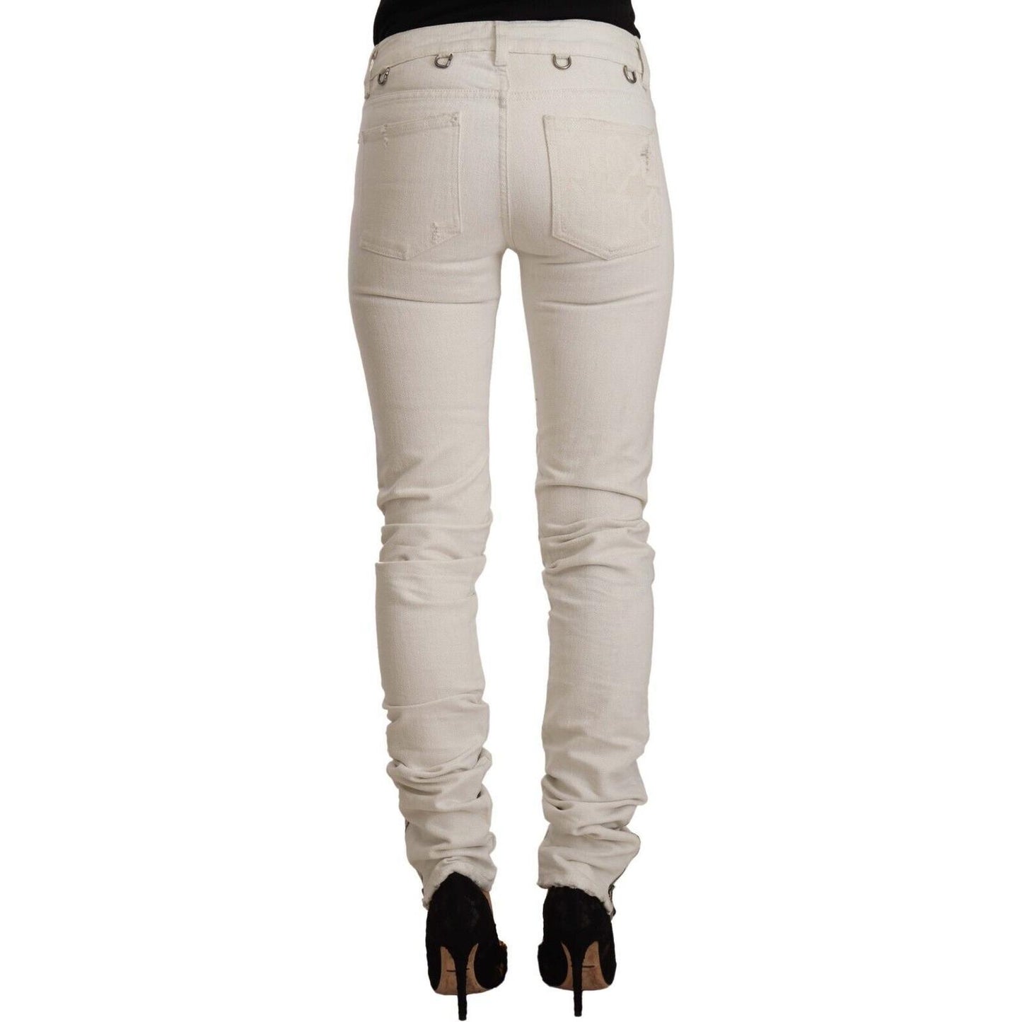 Karl Lagerfeld White Mid Waist Cotton Denim Slim Fit Jeans PAN72135 - 26
