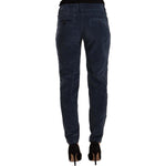 Peserico Blue Mid Waist Cotton Stretch Tapered Pants PAN72121 - 40
