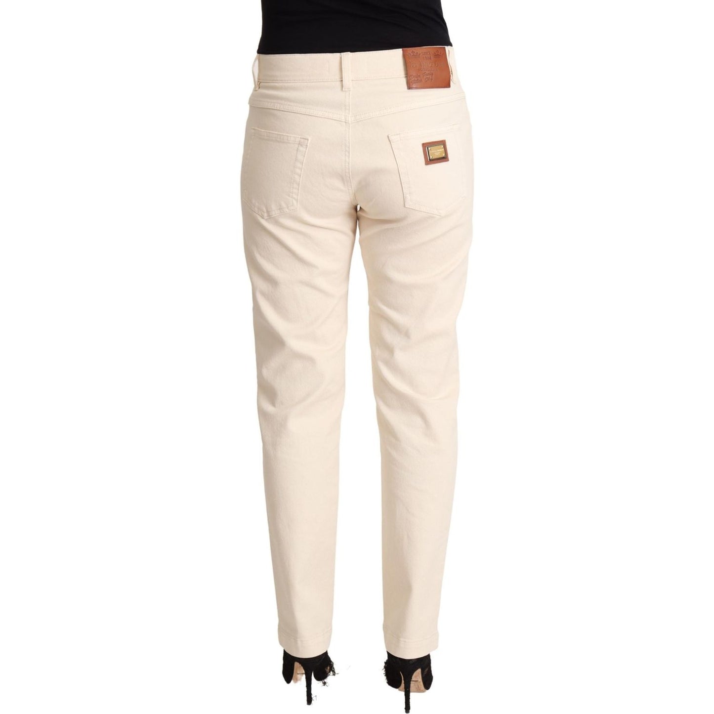 Dolce & Gabbana White Cotton Skinny Denim Women Jeans Pants PAN72812- 42