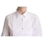 Dolce & Gabbana White Cotton Dress Collared Long Sleeves Shirt Top TSH7092 - 44