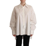 Dolce & Gabbana White Cotton Button Up Collared Long Sleeve Top TSH7630 - 40