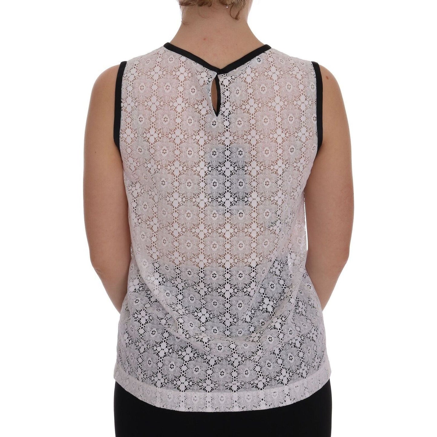 Dolce & Gabbana White Lace Floral Nylon Tank T-shirt TSH1043- 36