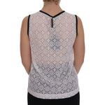 Dolce & Gabbana White Lace Floral Nylon Tank T-shirt TSH1043- 36