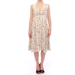 Andrea Incontri White Printed Shift V-neck Sheath Dress MOM10154-2