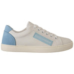 Dolce & Gabbana White Blue Leather Low Top Sneakers Shoes LA9796- 35.5