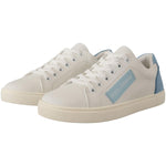 Dolce & Gabbana White Blue Leather Low Top Sneakers Shoes LA9796- 35.5