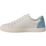 Dolce & Gabbana White Blue Leather Low Top Sneakers Shoes LA9796- 35.5