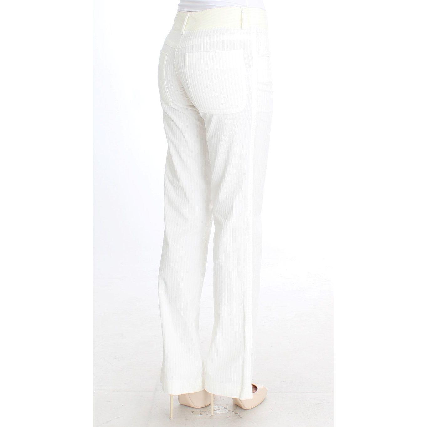 Ermanno Scervino White Striped Straight Fit Pants SIG30369-1