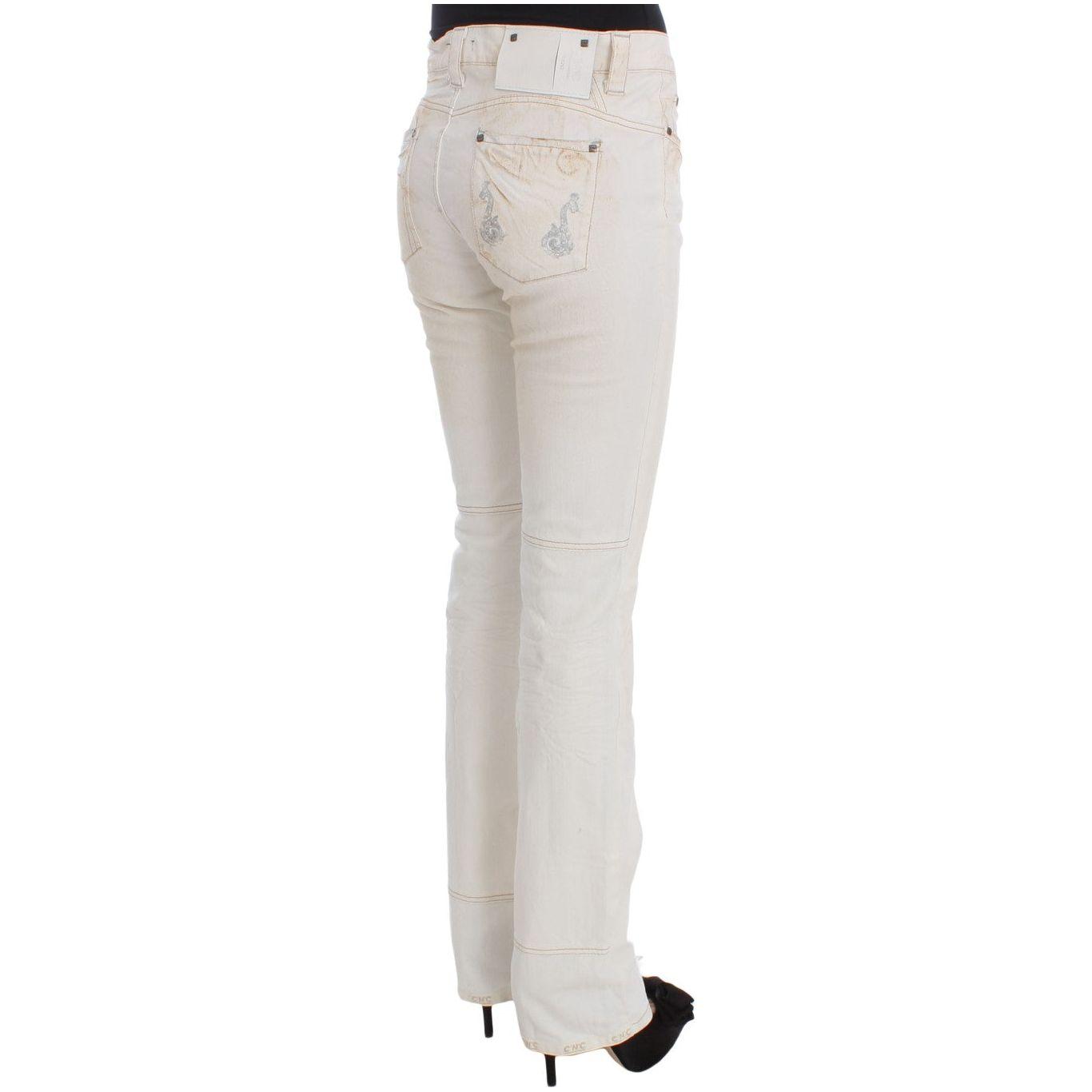 Costume National White Cotton Slim Fit Bootcut Jeans SIG32590-1